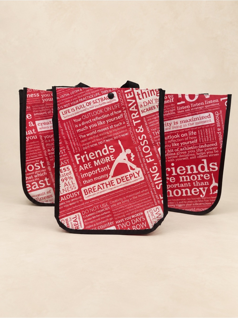 ❤️ Lululemon Small Manifesto Reusable Tote Bags Lot of 3 Red Black White